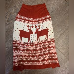 Red and White Reindeer Knit Dog Sweater